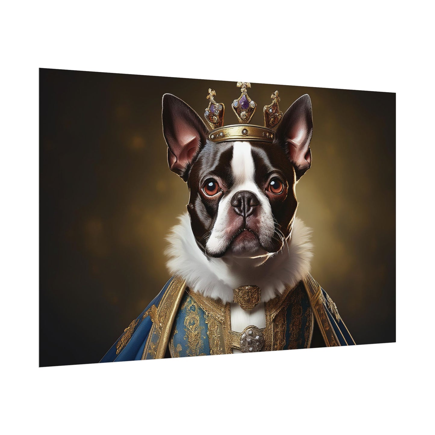 Boston Terrier Renaissance Dog Portrait Art Print, Wall Decor Gift, Animal Lover Home Decor, Dog Wall Art