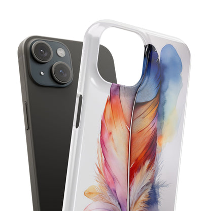 Rainbow Watercolor Feather Slim Phone Case