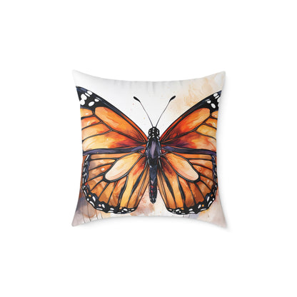Butterfly Canvas Pillow, Monarch Butterfly Home Decor, Nature-Themed Cushion, Gift for Nature Lovers, Autumn Accent Pillow