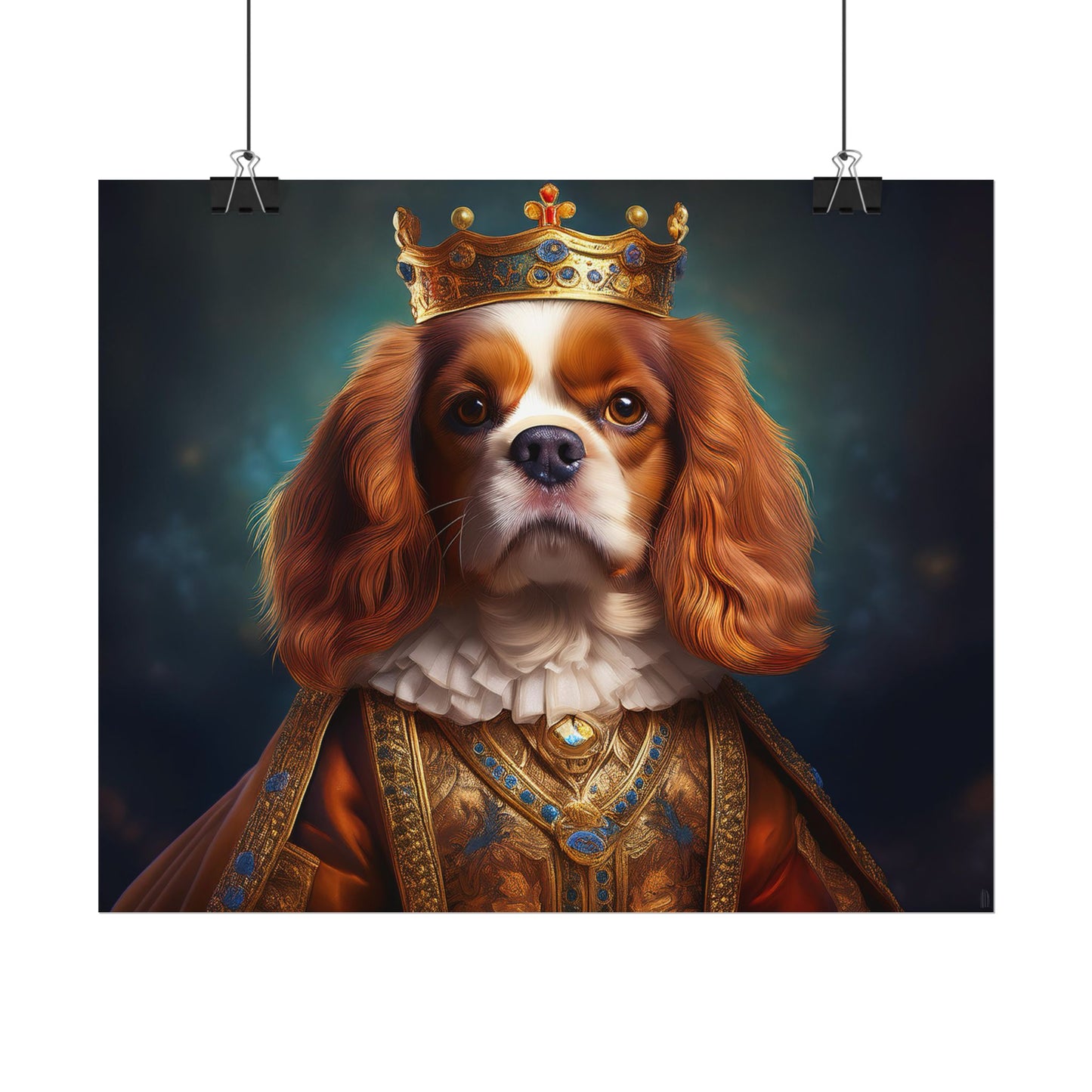 Cavalier King Charles Spaniel Art Pet Portrait Print, Renaissance, Wall Print, Wall Art
