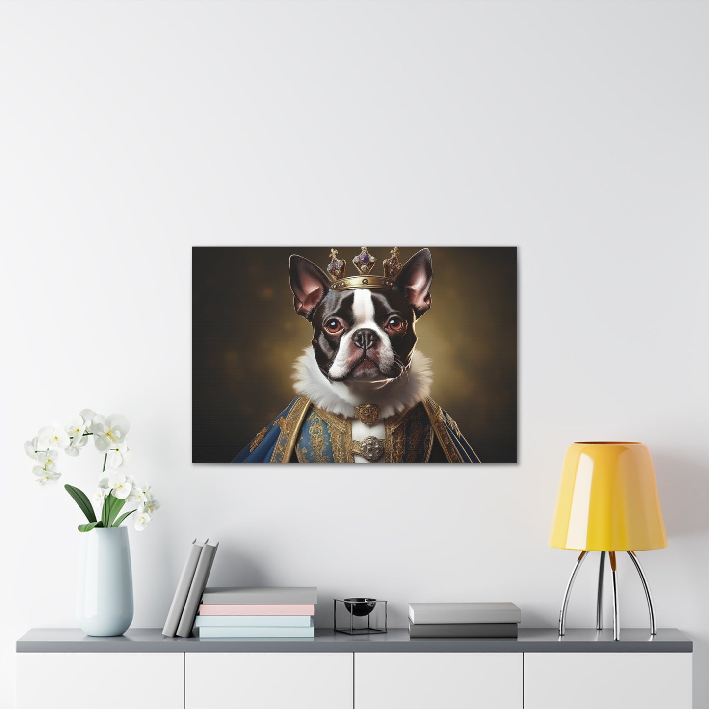 Boston Terrier Renaissance Pet Portrait on Canvas, wall print, wall art, dog portrait, dog art