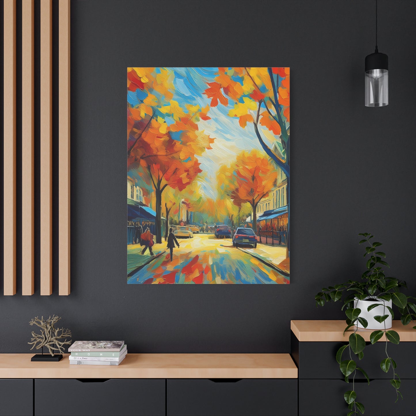 Fall Leaves In the City Painting Canvas Wall Art | Wall Art | Wall Print