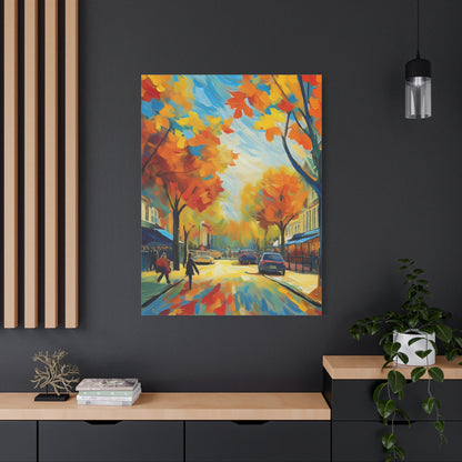 Fall Leaves In the City Painting Canvas Wall Art | Wall Art | Wall Print