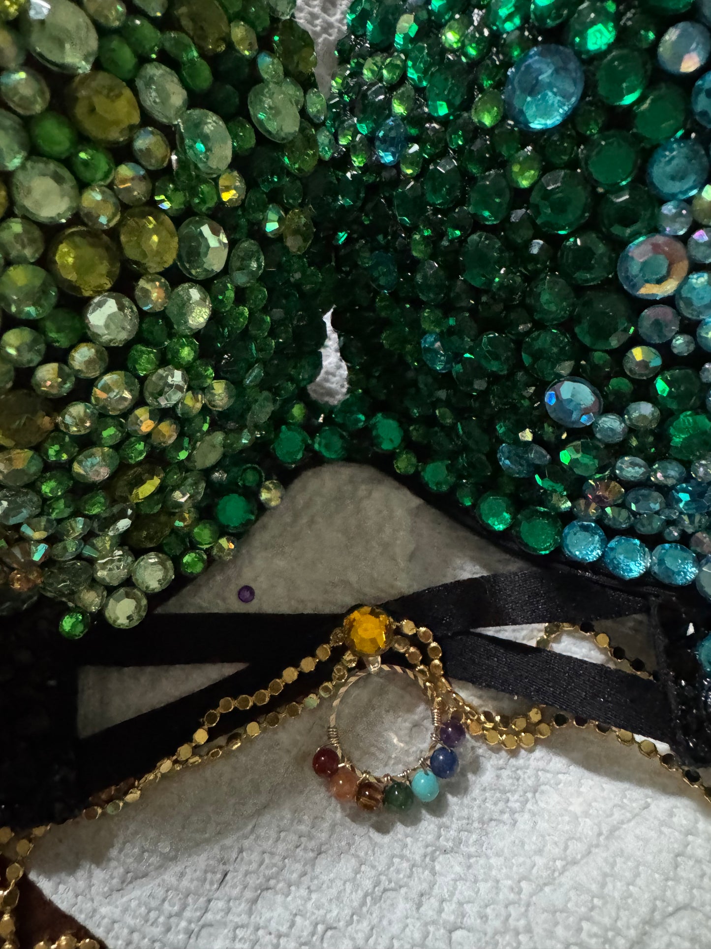 Custom Handmade Rainbow Ombre Rhinestone Festival Corset Bra, Sparkle Rave Top, Mermaid Peacock Costume, EDM Pride Outfit with Chains